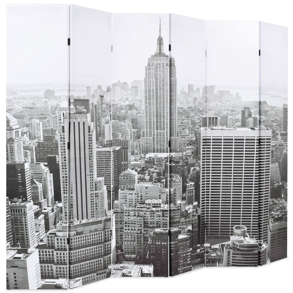 Raumteiler klappbar 228 x 170 cm New York bei Tag Schwarz-Weiß