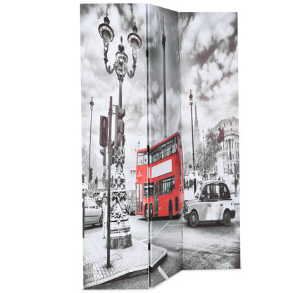 Raumteiler klappbar 120 x 170 cm London Bus Schwarz-Weiß