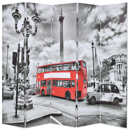 Raumteiler klappbar 200 x 170 cm London Bus Schwarz-Weiß