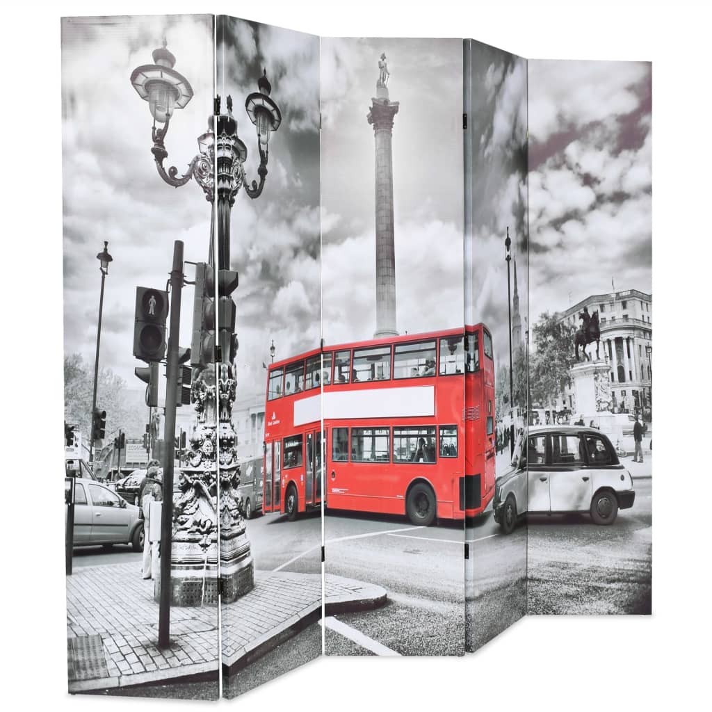 Raumteiler klappbar 200 x 170 cm London Bus Schwarz-Weiß