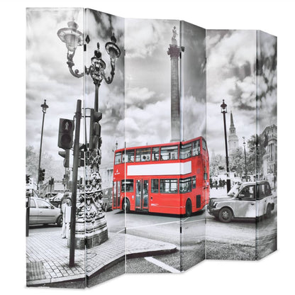 Raumteiler klappbar 228 x 170 cm London Bus Schwarz-Weiß