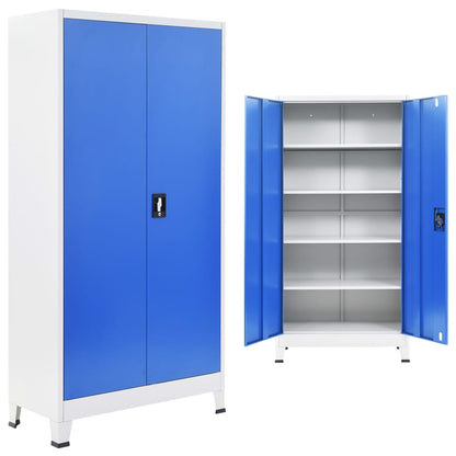 Büroschrank Metall 90 x 40 x 180 cm Grau und Blau