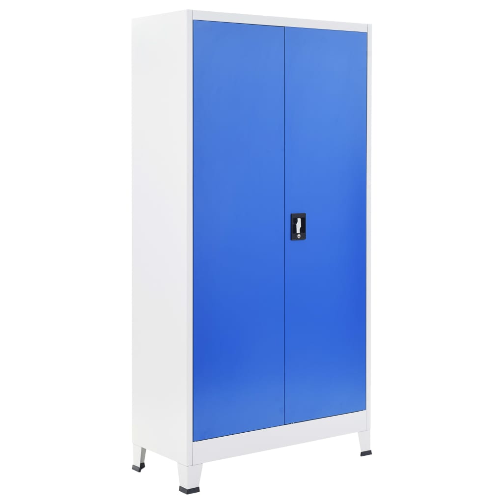 Büroschrank Metall 90 x 40 x 180 cm Grau und Blau