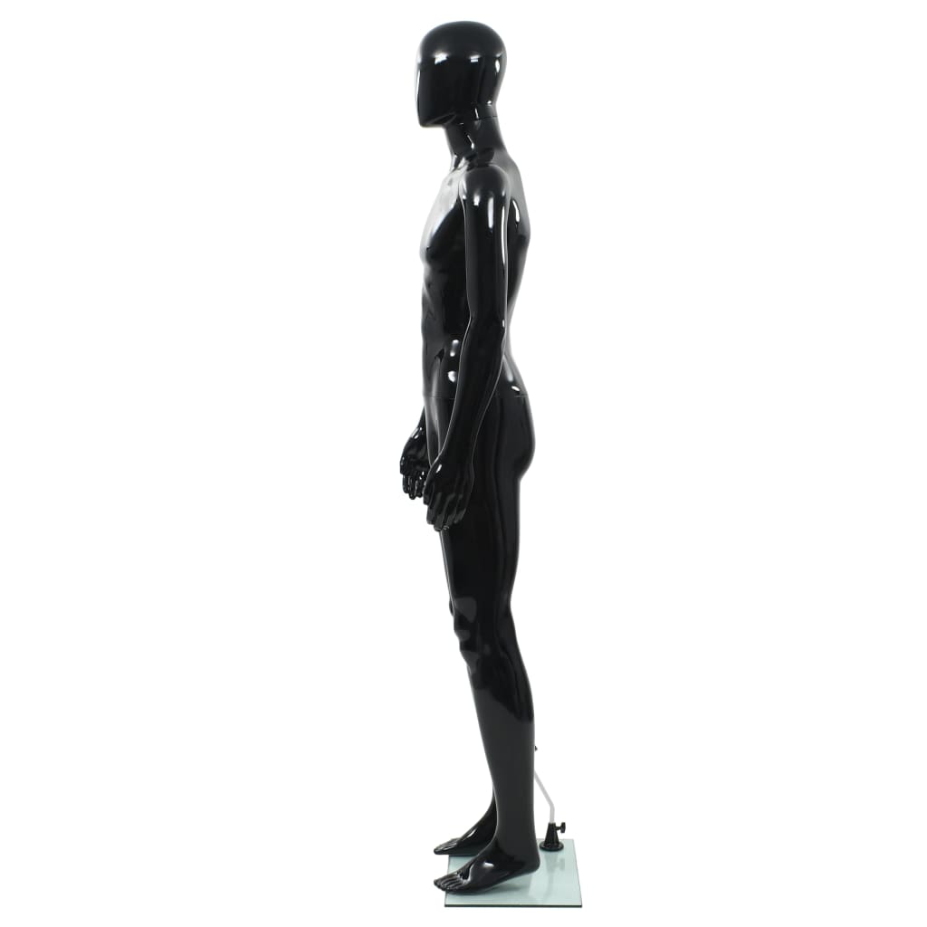 Männliche Schaufensterpuppe mit Glassockel Schwarz 185 cm