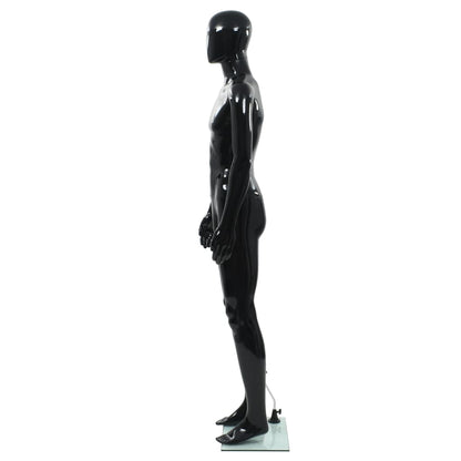 Männliche Schaufensterpuppe mit Glassockel Schwarz 185 cm