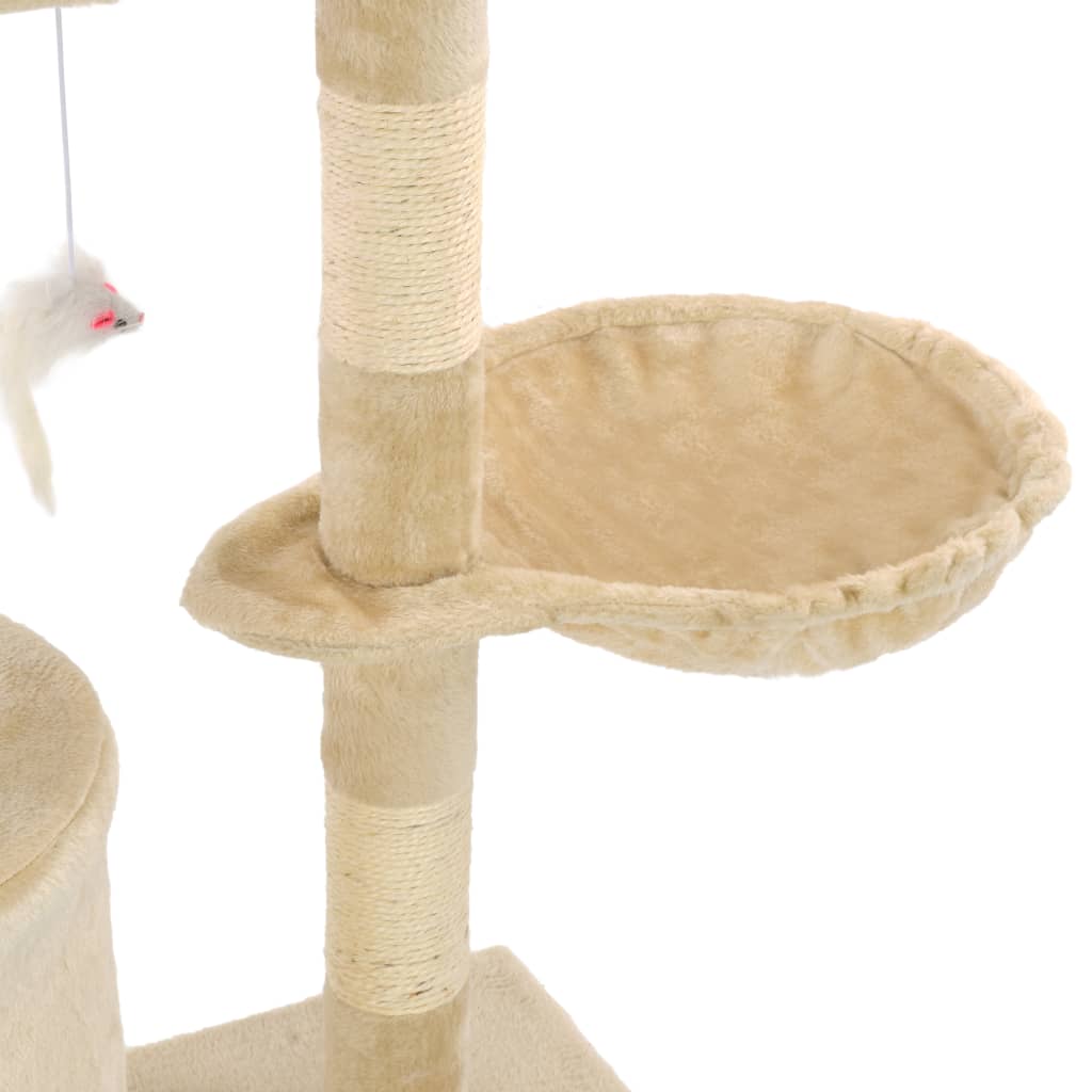 Katzen-Kratzbaum mit Sisal-Säulen 138 cm Beige