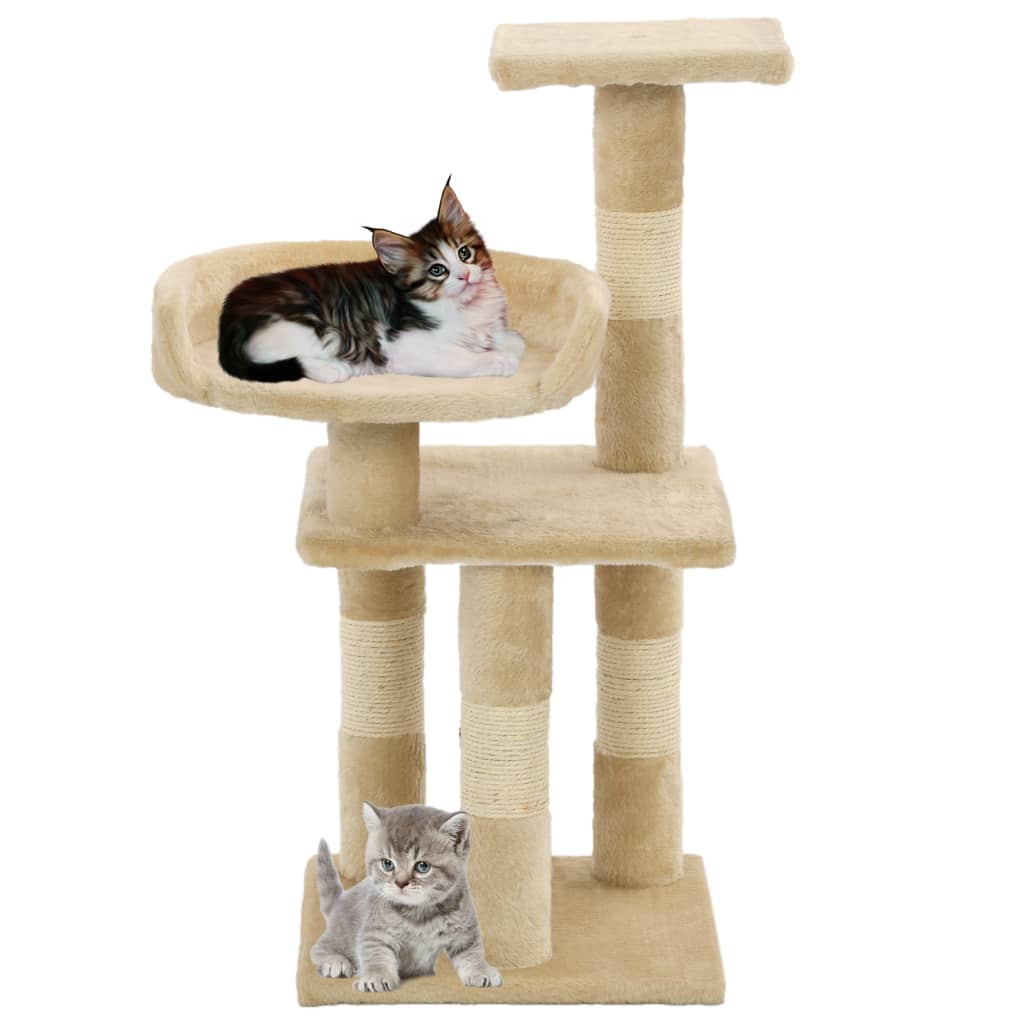 Katzen-Kratzbaum mit Sisal-Kratzsäulen 65 cm Beige