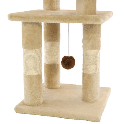 Katzen-Kratzbaum mit Sisal-Kratzsäulen 65 cm Beige