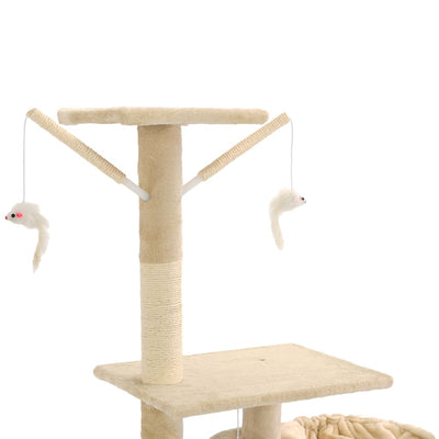 Katzen-Kratzbaum mit Sisal-Kratzsäulen 230 - 250 cm Beige