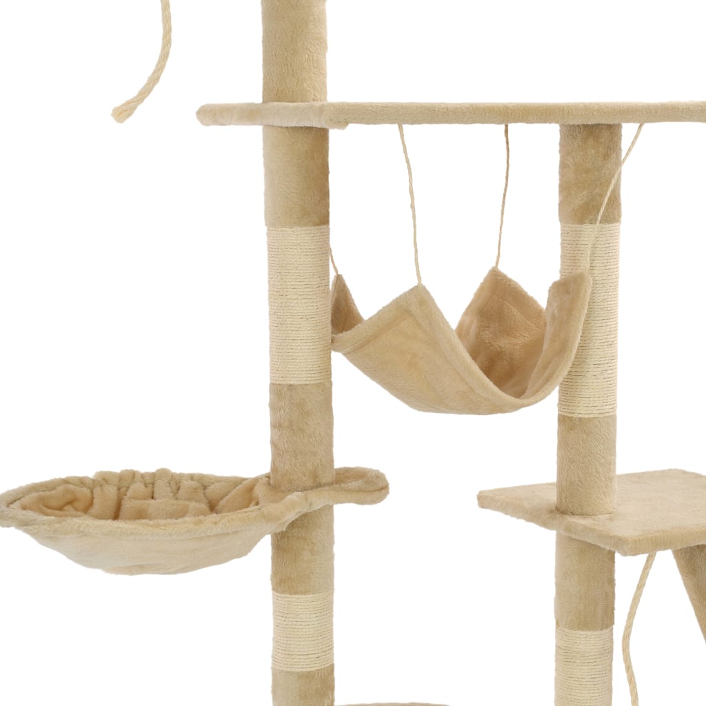 Katzen-Kratzbaum mit Sisal-Kratzsäulen 230 - 250 cm Beige