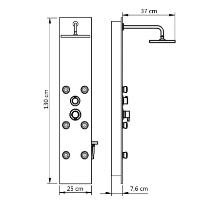 Duschpaneel Glas 25×44,6×130 cm Weiß