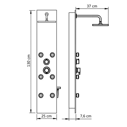 Duschpaneel Glas 25×44,6×130 cm Schwarz