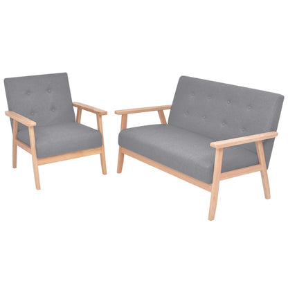 Sofa-Set 2-tlg. Stoff Hellgrau