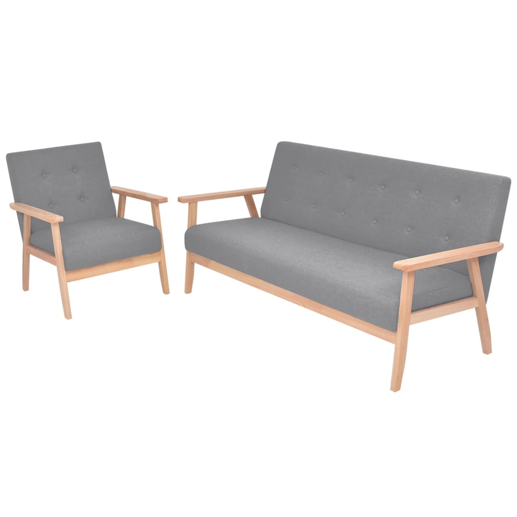 Sofa-Set 2-tlg. Stoff Hellgrau