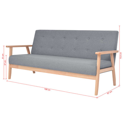 Sofa-Set 2-tlg. Stoff Hellgrau