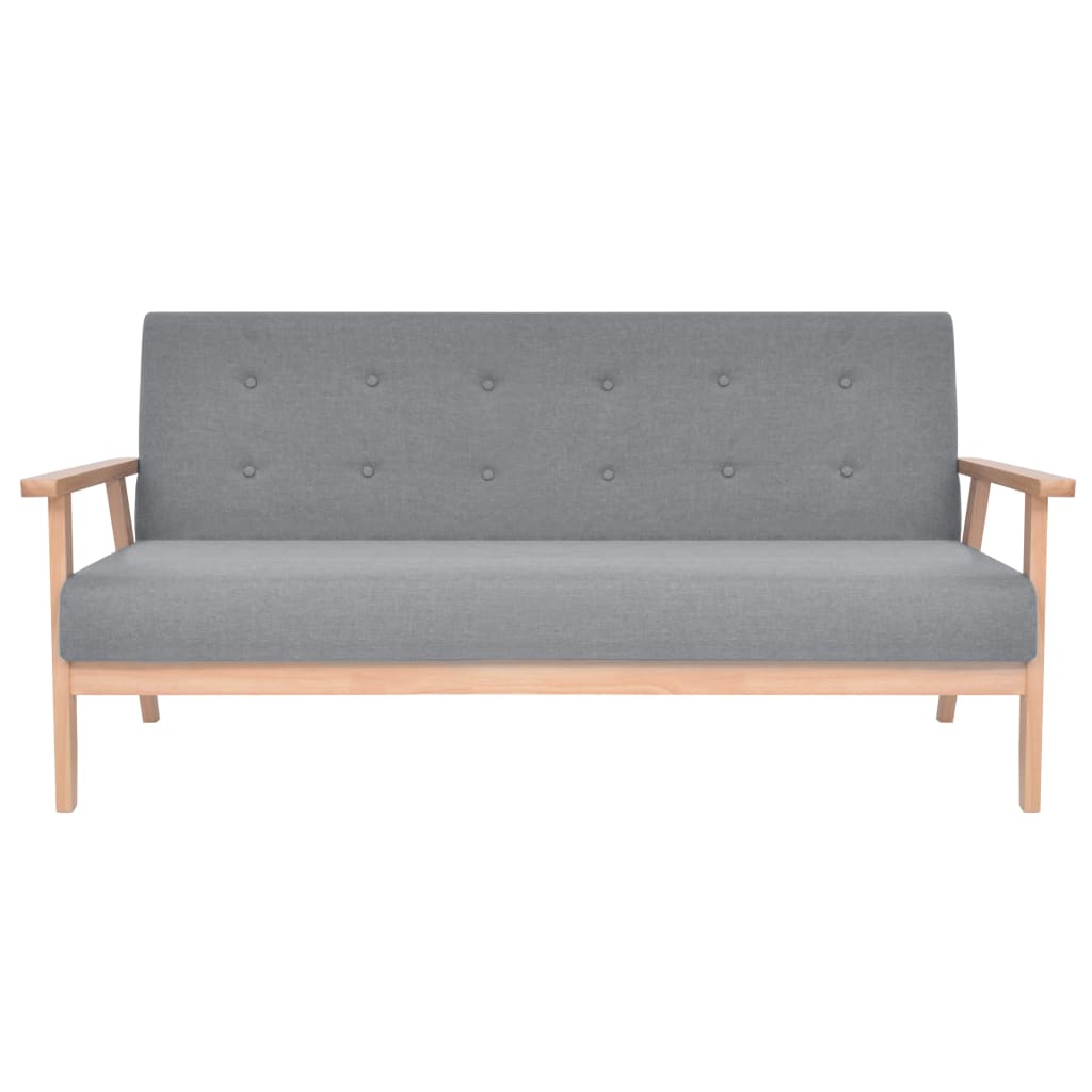 Sofa-Set 3-tlg. Stoff Hellgrau