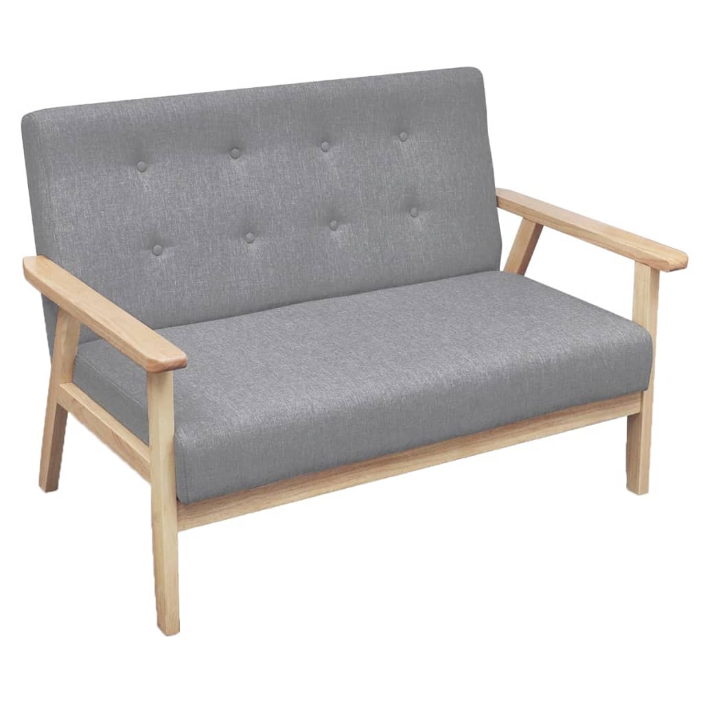 Sofa-Set 3-tlg. Stoff Hellgrau