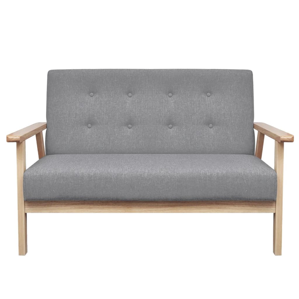 Sofa-Set 3-tlg. Stoff Hellgrau