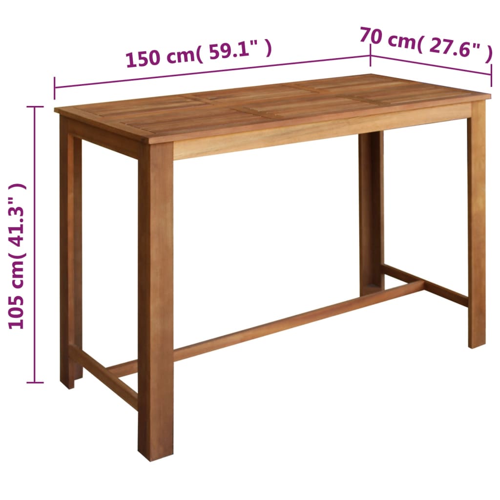 Bartisch und Hocker-Set 7-tlg. Akazienholz Massiv