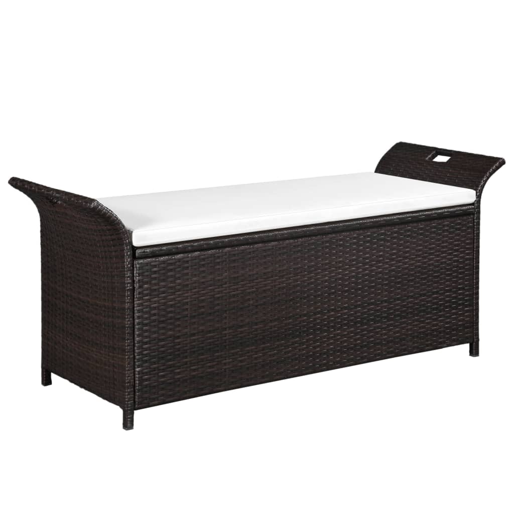 Truhenbank mit Polster 138 cm Poly Rattan Braun