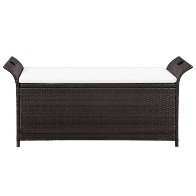 Truhenbank mit Polster 138 cm Poly Rattan Braun