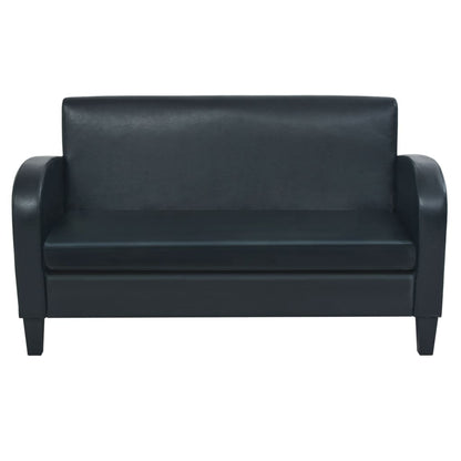 2-tlg. Sofa-Set Kunstleder Schwarz