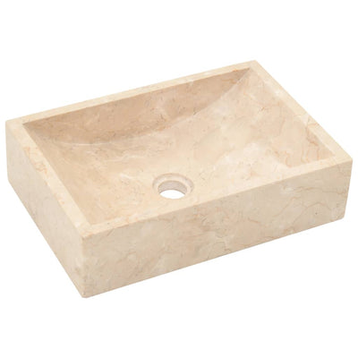 Waschbecken 45x30x12 cm Marmor Hochglanz-Creme