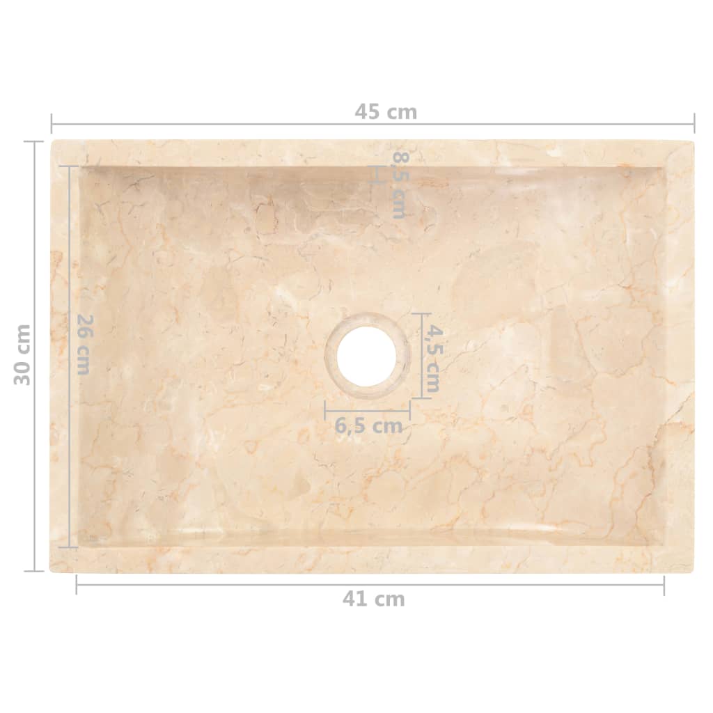 Waschbecken 45x30x12 cm Marmor Hochglanz-Creme