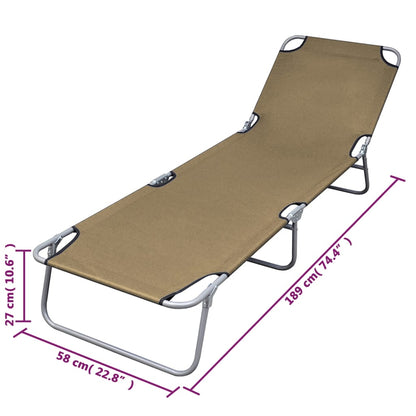 Sonnenliege Klappbar mit Rückenlehne Verstellbar Taupe