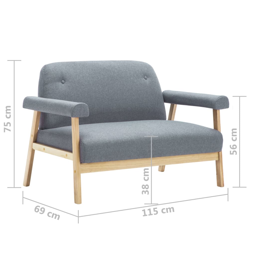 2-Sitzer-Sofa Stoff Hellgrau