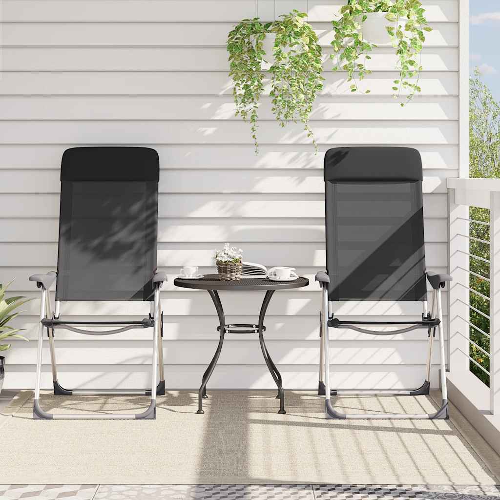 Klappbare Campingstühle 2 Stk. Aluminium Schwarz