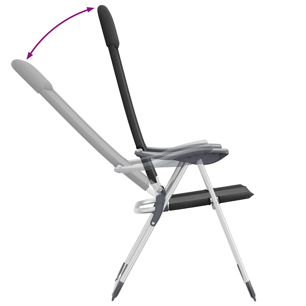 Klappbare Campingstühle 2 Stk. Aluminium Schwarz