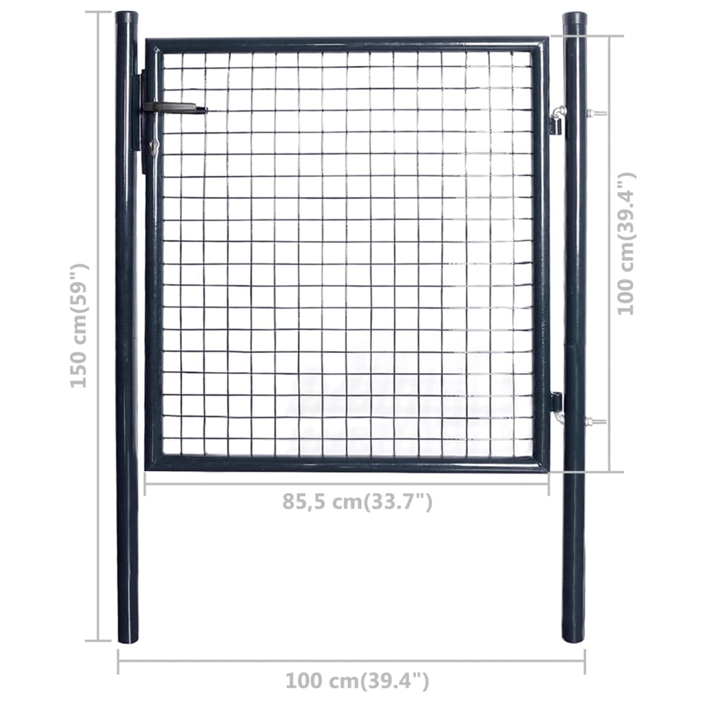 Mesh-Gartentor Verzinkter Stahl 85,5x100 cm Grau