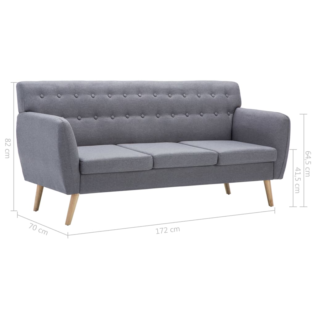 3-Sitzer-Sofa Stoff 172x70x82 cm Hellgrau