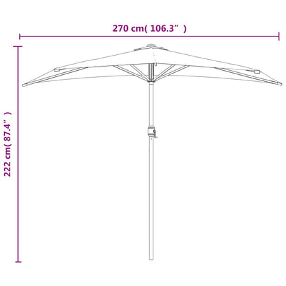 Balkon-Sonnenschirm mit Alu-Mast Sandfarben 270x144 cm Halbrund