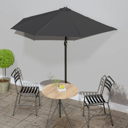 Balkon-Sonnenschirm mit Alu-Mast Anthrazit 270x144 cm Halbrund