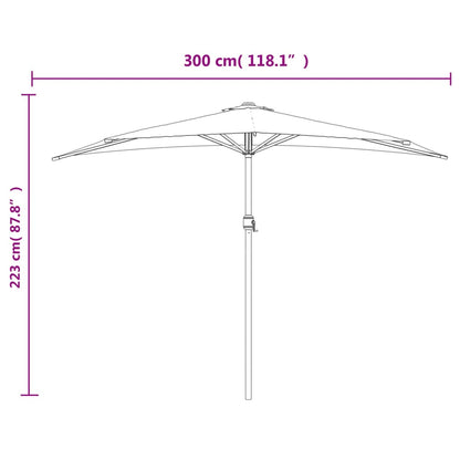 Balkon-Sonnenschirm mit Alu-Mast Anthrazit 300x155 cm Halbrund