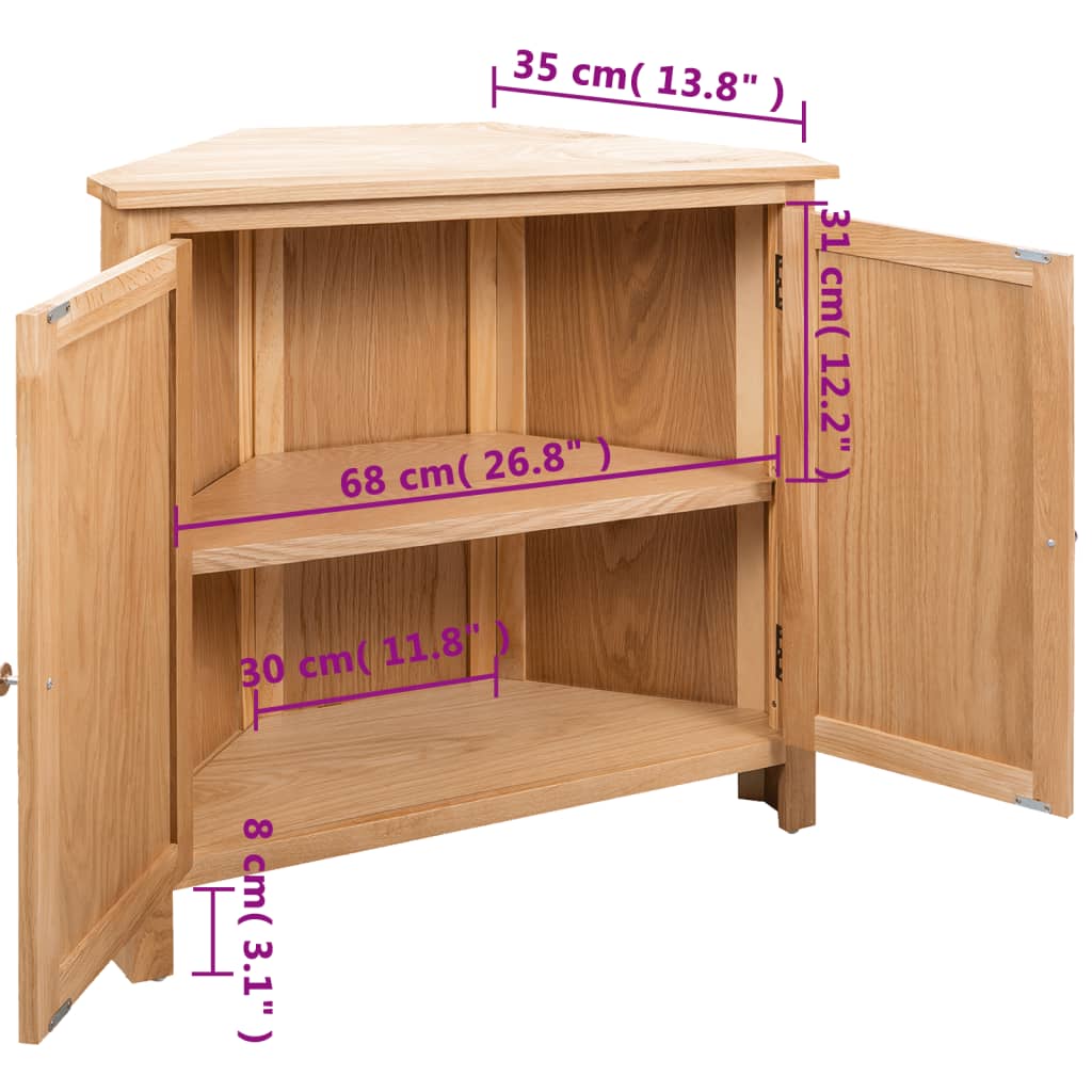 Eckschrank 80x33,5x78 cm Massivholz Eiche