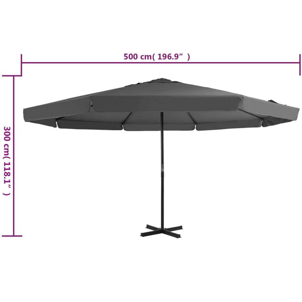 Sonnenschirm mit Aluminium-Mast 500 cm Anthrazit