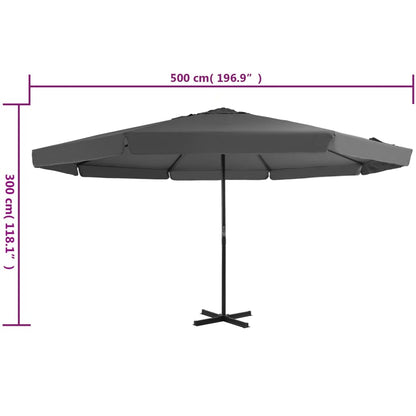 Sonnenschirm mit Aluminium-Mast 500 cm Anthrazit