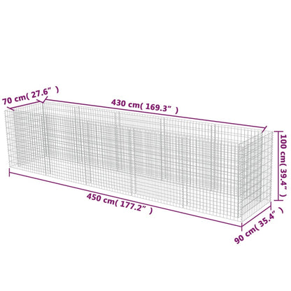 Gabionen-Hochbeet Verzinkter Stahl 450×90×100 cm