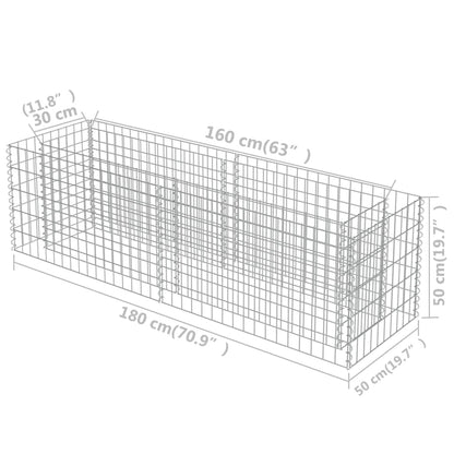 vidaXL Gabionen-Hochbeet Verzinkter Stahl 180×50×50 cm