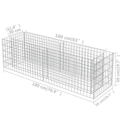 vidaXL Gabionen-Hochbeet Verzinkter Stahl 180×50×50 cm