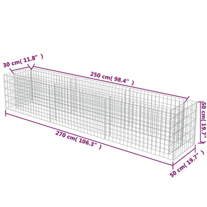 Gabionen-Hochbeet Verzinkter Stahl 270×50×50 cm