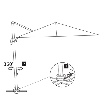 Ampelschirm mit Aluminium-Mast 400x300 cm Sandweiß