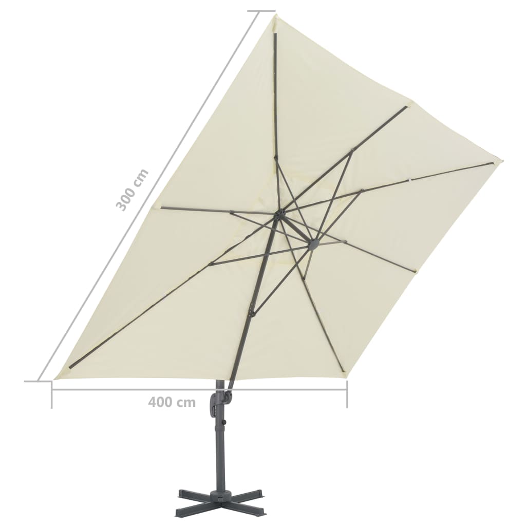 Ampelschirm mit Aluminium-Mast 400x300 cm Sandweiß