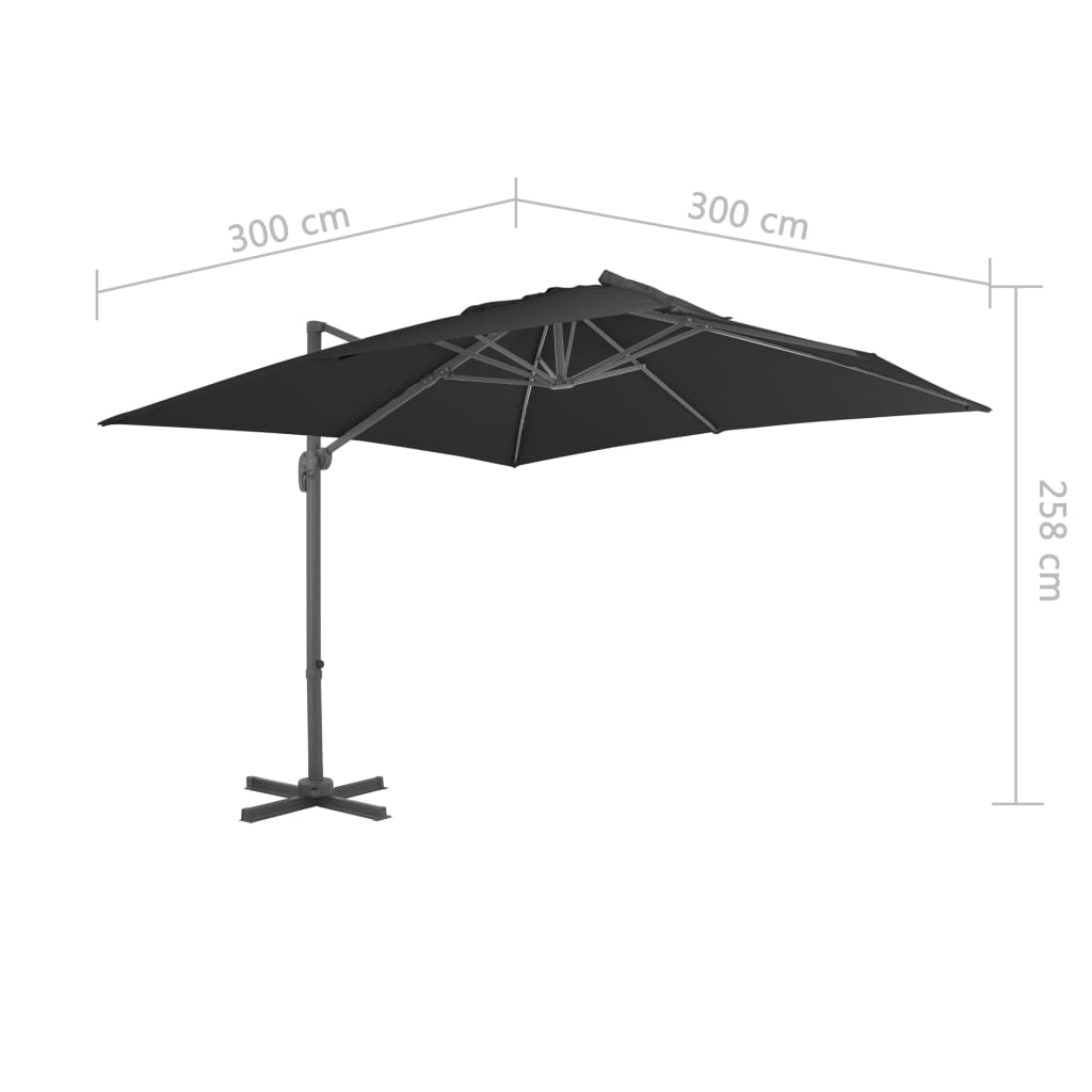 Ampelschirm mit Aluminium-Mast 300x300 cm Anthrazit