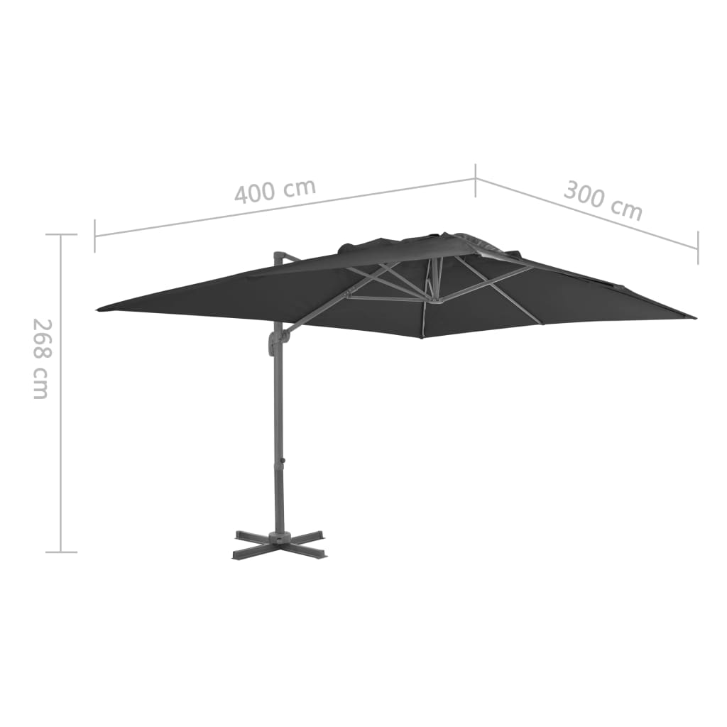 Ampelschirm mit Aluminium-Mast 400x300 cm Anthrazit