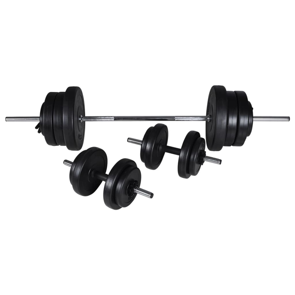 Einstellbare Trainingsbank mit Lang- und Kurzhantel-Set 60,5 kg