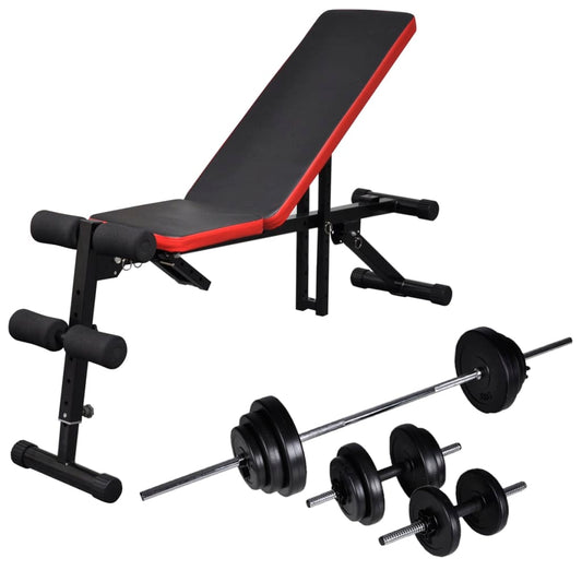 Einstellbare Trainingsbank mit Lang- und Kurzhantel-Set 30,5 kg